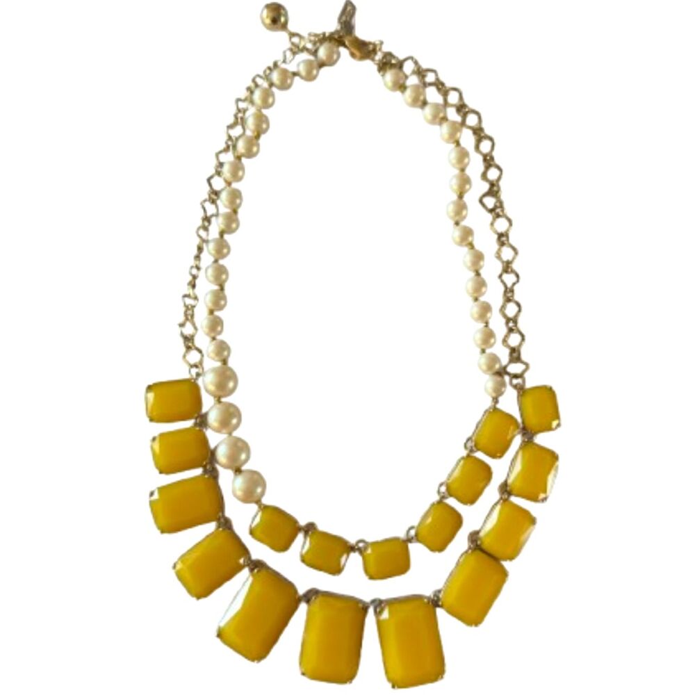 Kate Spade New York Treasure Chest Double Strand Necklace Gold Tone Yellow Pearl